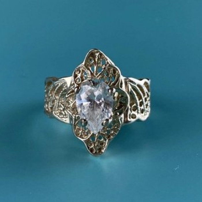 925 Sterling Silver White CZ Openwork Ring Size 6.5