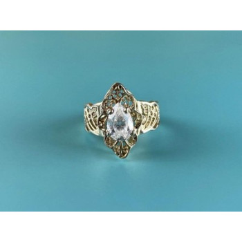 925 Sterling Silver White CZ Openwork  Ring Size 6.5