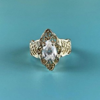 925 Sterling Silver White CZ Openwork Ring Size 6.5