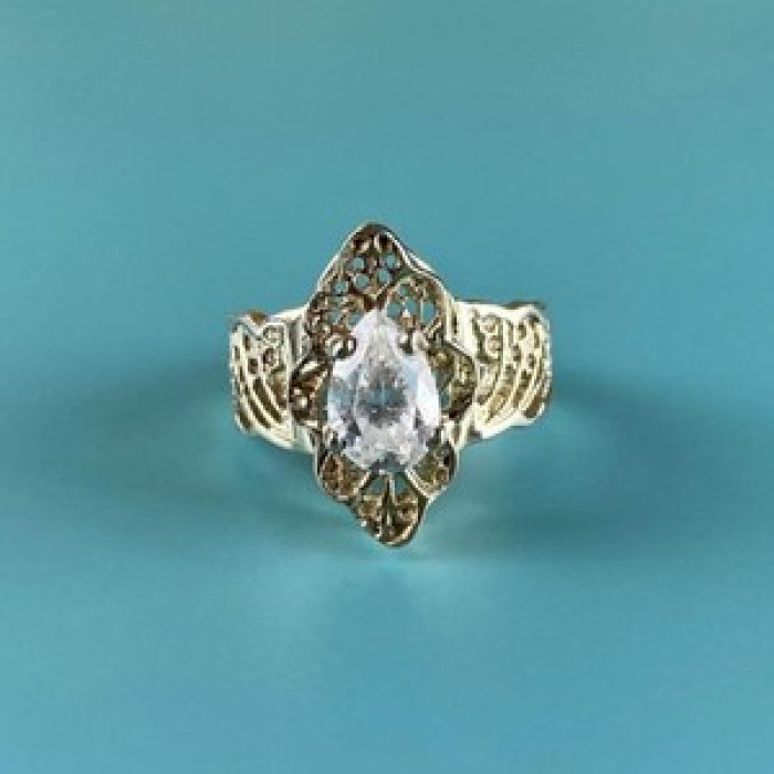 925 Sterling Silver White CZ Openwork Ring Size 6.5