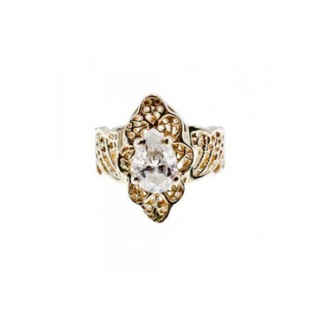 925 Sterling Silver White CZ Openwork  Ring Size 6.5