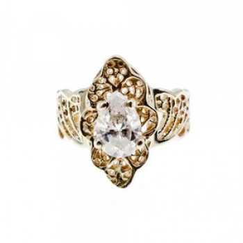 925 Sterling Silver White CZ Openwork Ring Size 6.5