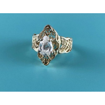 925 Sterling Silver White CZ Openwork  Ring Size 6.5