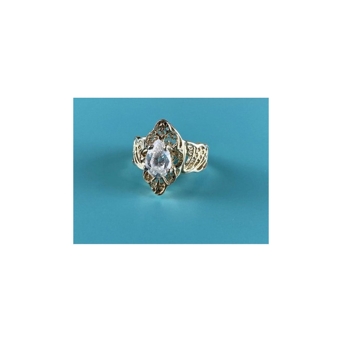 925 Sterling Silver White CZ Openwork  Ring Size 6.5