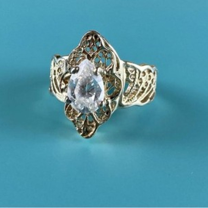 925 Sterling Silver White CZ Openwork Ring Size 6.5