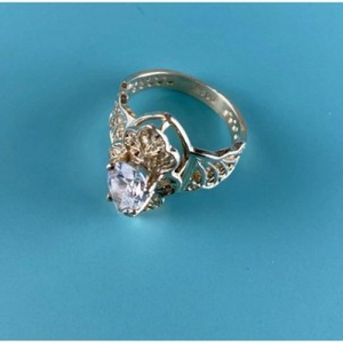925 Sterling Silver White CZ Openwork Ring Size 6.5