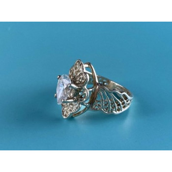 925 Sterling Silver White CZ Openwork  Ring Size 6.5