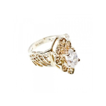 925 Sterling Silver White CZ Openwork  Ring Size 6.5