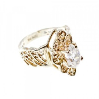 925 Sterling Silver White CZ Openwork Ring Size 6.5