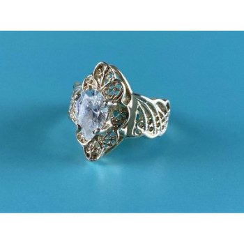 925 Sterling Silver White CZ Openwork  Ring Size 6.5