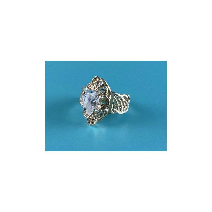 925 Sterling Silver White CZ Openwork  Ring Size 6.5