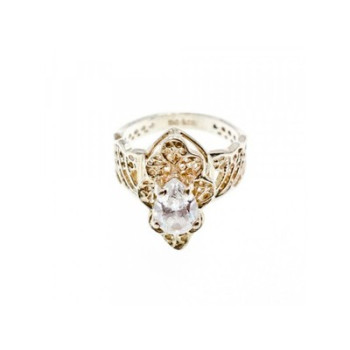 925 Sterling Silver White CZ Openwork  Ring Size 6.5