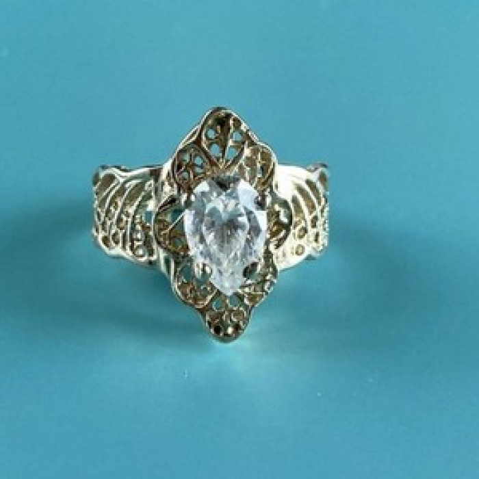 925 Sterling Silver White CZ Openwork Ring Size 6.5