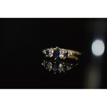 925 Sterling Silver Sapphire & CZ Ring Size 7