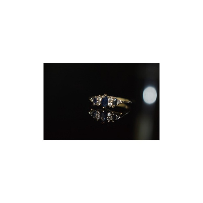 925 Sterling Silver Sapphire & CZ Ring Size 7