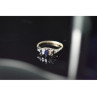 925 Sterling Silver Sapphire & CZ Ring Size 7