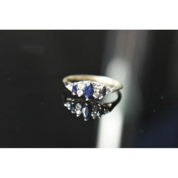 925 Sterling Silver Sapphire & CZ Ring Size 7