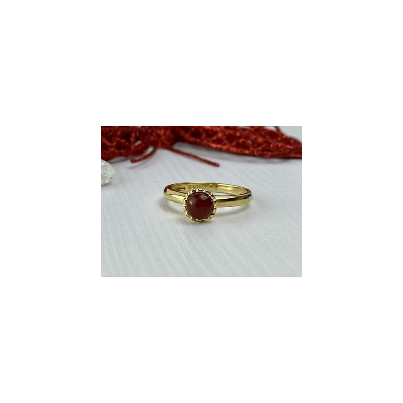 925 Sterling Silver Gold Plated Pyrope Garnet Ring Size 9.5