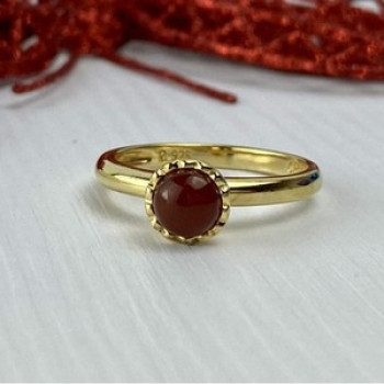 925 Sterling Silver Gold Plated Pyrope Garnet Ring Size 9.5