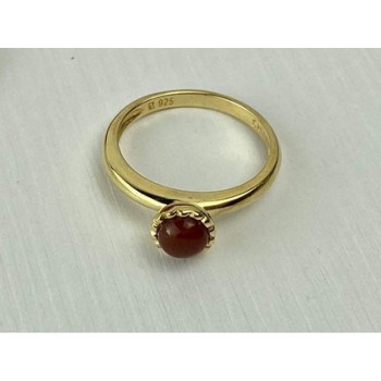 925 Sterling Silver Gold Plated Pyrope Garnet Ring Size 9.5