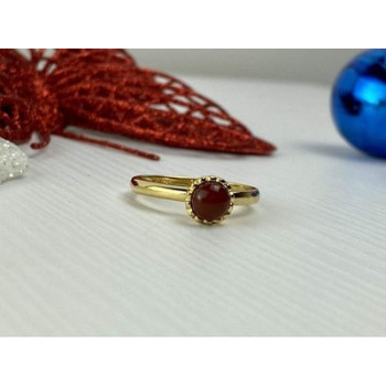 925 Sterling Silver Gold Plated Pyrope Garnet Ring Size 9.5