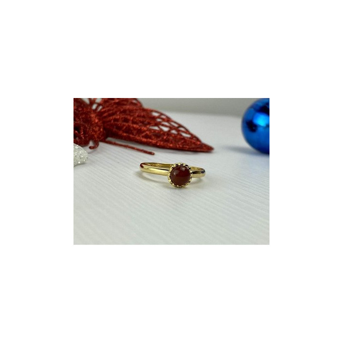 925 Sterling Silver Gold Plated Pyrope Garnet Ring Size 9.5