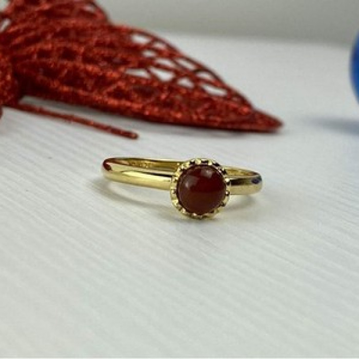 925 Sterling Silver Gold Plated Pyrope Garnet Ring Size 9.5