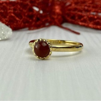 925 Sterling Silver Gold Plated Pyrope Garnet Ring Size 9.5