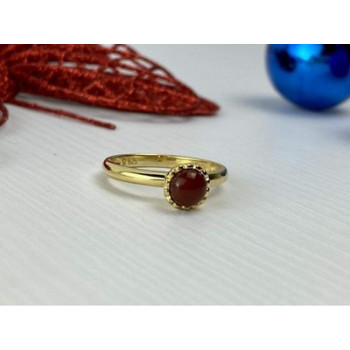 925 Sterling Silver Gold Plated Pyrope Garnet Ring Size 9.5