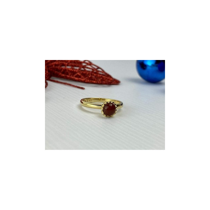 925 Sterling Silver Gold Plated Pyrope Garnet Ring Size 9.5