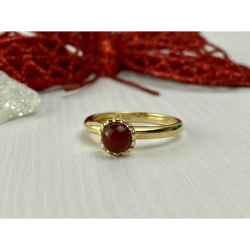 925 Sterling Silver Gold Plated Pyrope Garnet Ring Size 9.5