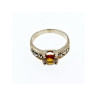 925 Sterling Silver Hessonite & Marcasites Ring Size 5.5