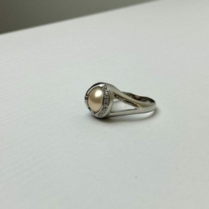 Ring With Pearl and CZ 