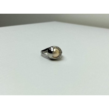 Ring with Pearl and CZ 
