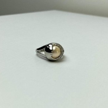 Ring With Pearl and CZ 