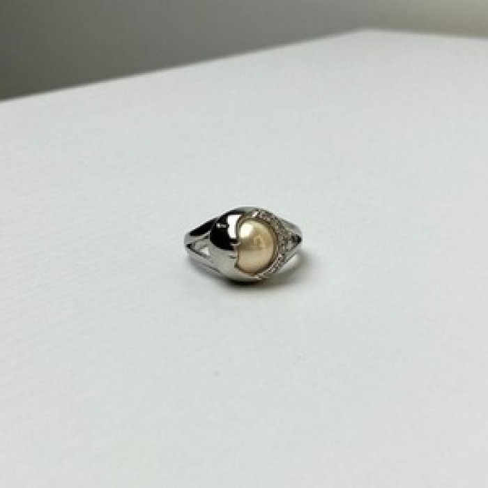 Ring With Pearl and CZ 