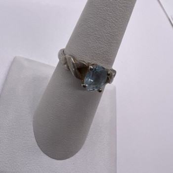 925 Sterling Silver Topaz Ring Size 6.5
