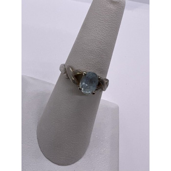 925 Sterling Silver Topaz Ring Size 6.5