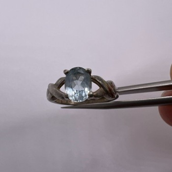 925 Sterling Silver Topaz Ring Size 6.5
