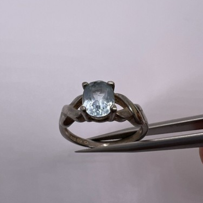 925 Sterling Silver Topaz Ring Size 6.5