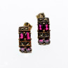 925 Sterling Silver Almandine & Marcasites Stud Earrings