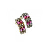 925 Sterling Silver Almandine & Marcasites Stud Earrings