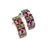 925 Sterling Silver Almandine & Marcasites Stud Earrings