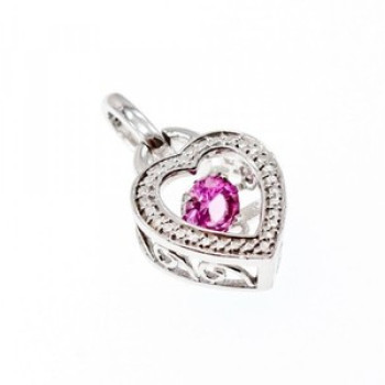 925 Sterling Silver Pink CZ 
