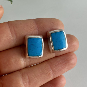 925 Sterling Silver Turquoise Stud Earrings