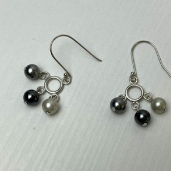 925 Sterling Silver Pearls Dangle Earrings Italy