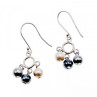 925 Sterling Silver Pearls Dangle Earrings Italy