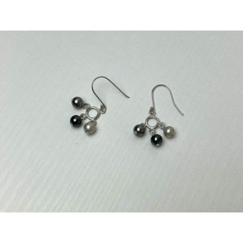 925 Sterling Silver Pearls Dangle Earrings Italy