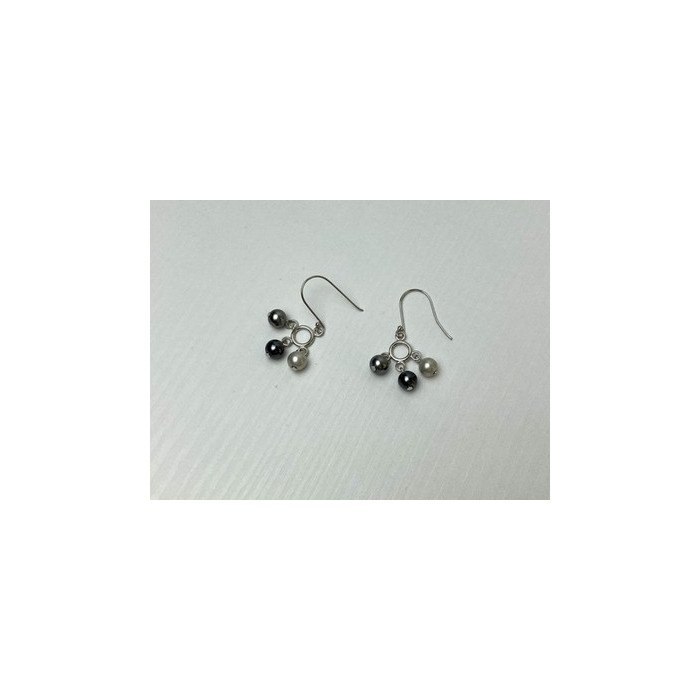 925 Sterling Silver Pearls Dangle Earrings Italy