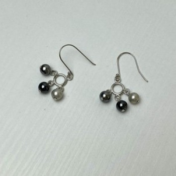 925 Sterling Silver Pearls Dangle Earrings Italy